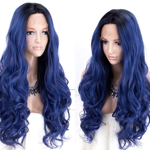 KENSINGTON 24”  BLUE-ISH MIDDLE PART LACEFRONT WIG main image 6